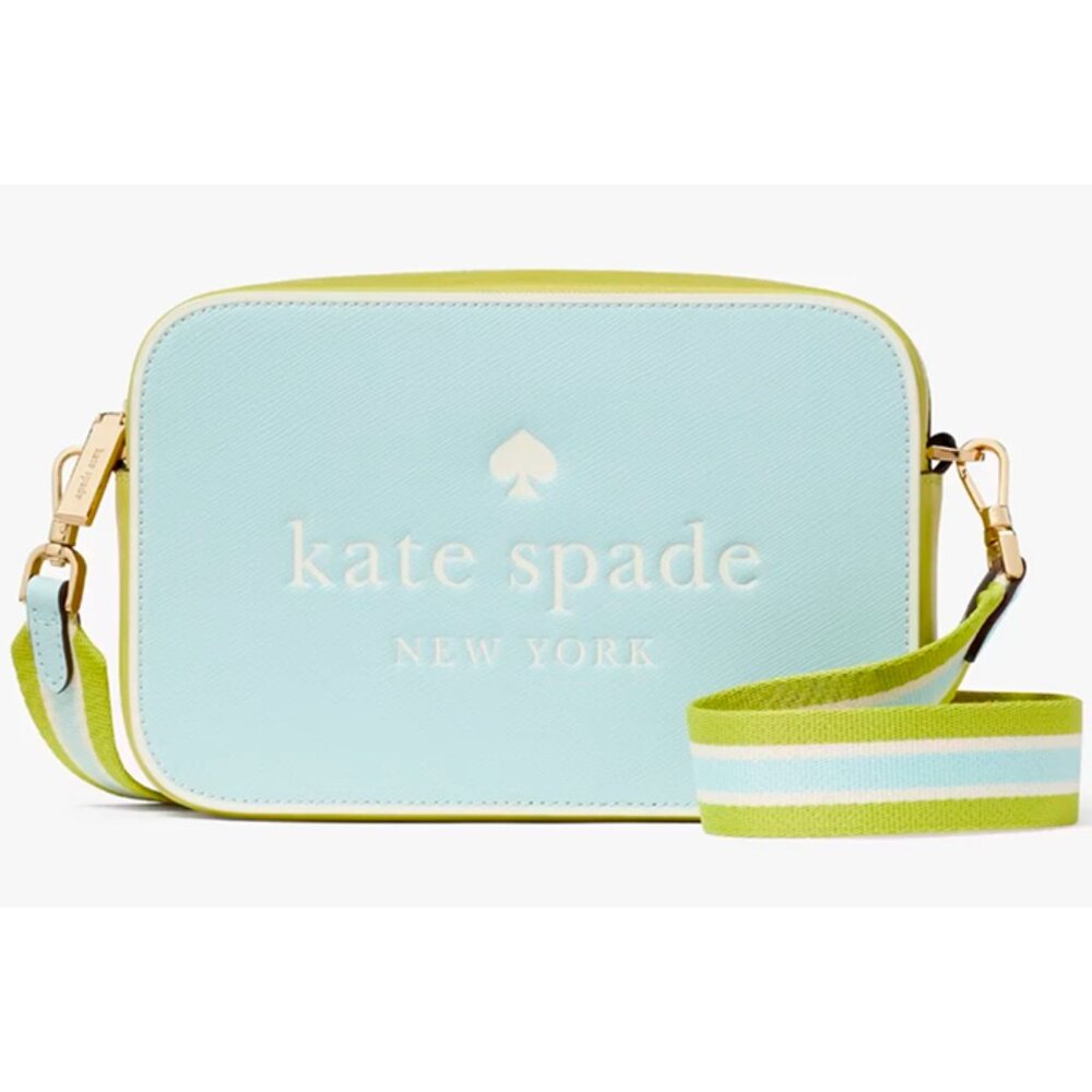 S Kate Spade Oh Snap Blue & Green Moss Leather Crossbody Bag KH756 PurseNWT $289